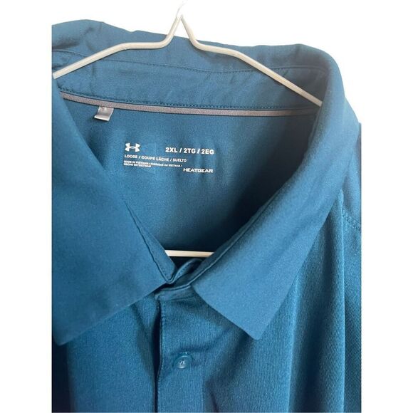 Under Armour Men's Orange And Blue Colorblock Loose Heatgear Polo Size 2XL - Picture 4 of 13